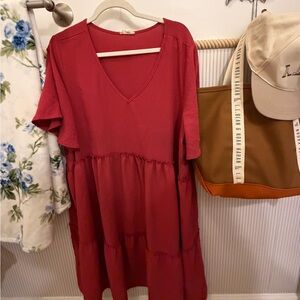 Oddy Boutique Plus Rose Red Tiered Babydoll Dress – Size 3X